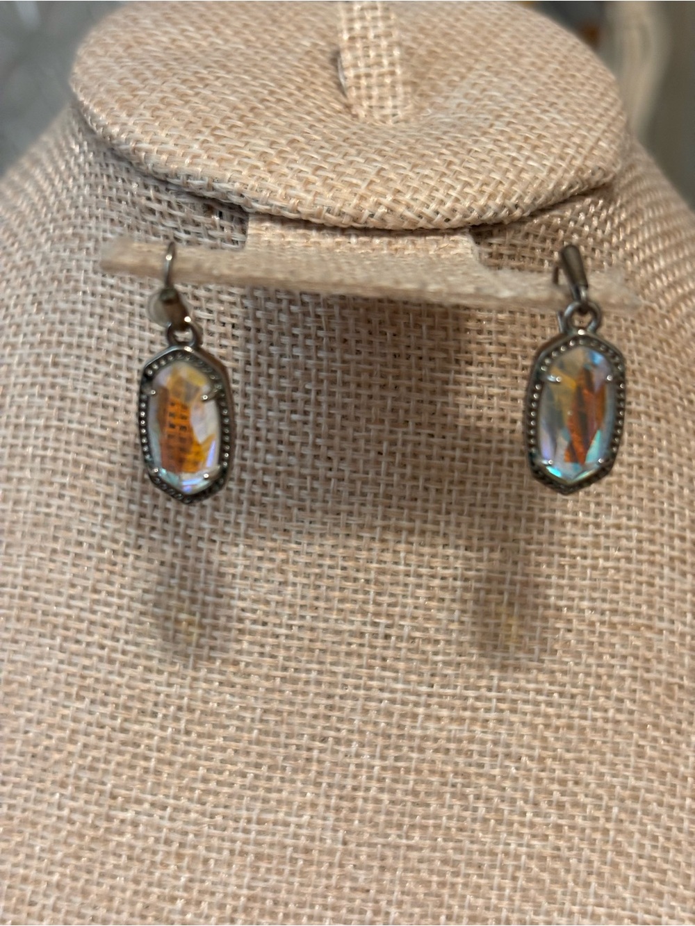 Iridescent Crystal Drop Earrings - Women Jewelry - Clear/Multicolor